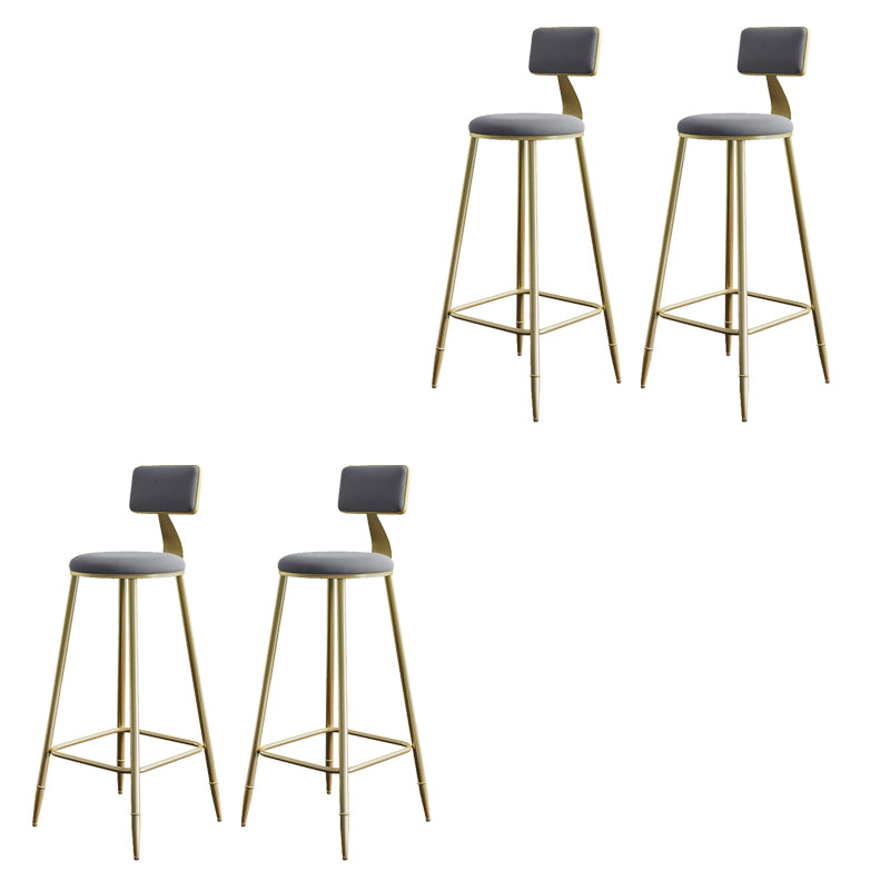 Glam Armless Backrest Counter Stool Iron Bar Stool with Velvet Cushion for Cafe