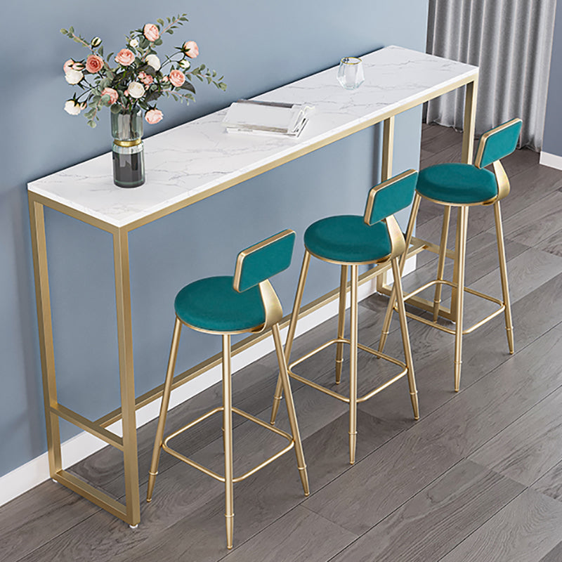 Glam Armless Backrest Counter Stool Iron Bar Stool with Velvet Cushion for Cafe