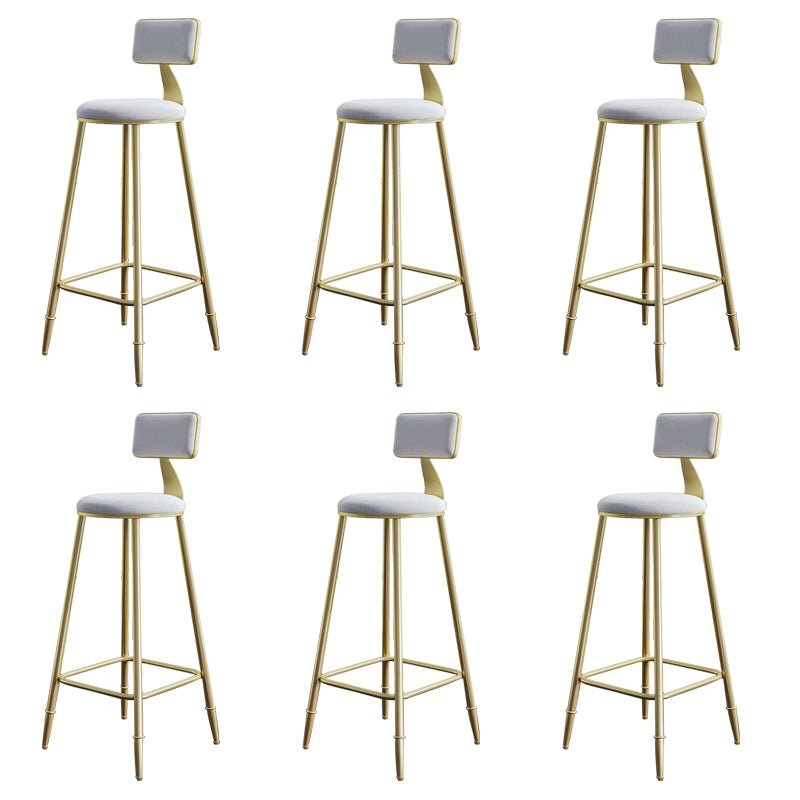 Glam Armless Backrest Counter Stool Iron Bar Stool with Velvet Cushion for Cafe