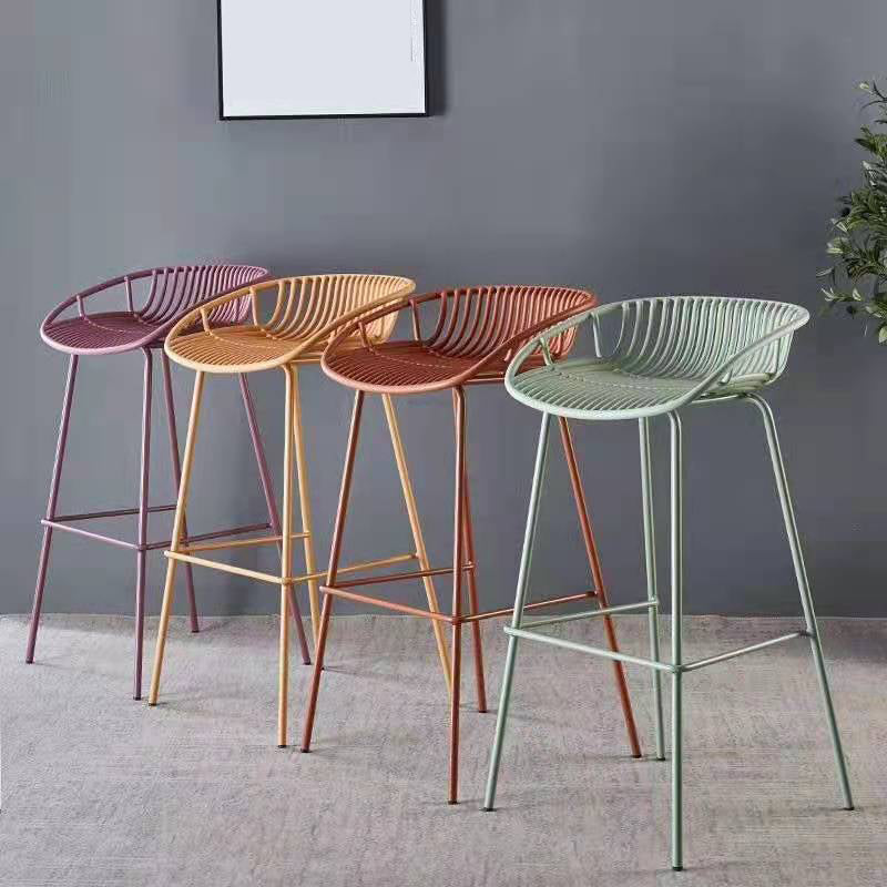 Industrial Metal Dining Stool Backless Bar Stool with Footrest