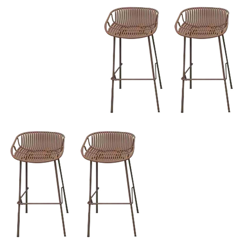 Industrial Metal Dining Stool Backless Bar Stool with Footrest
