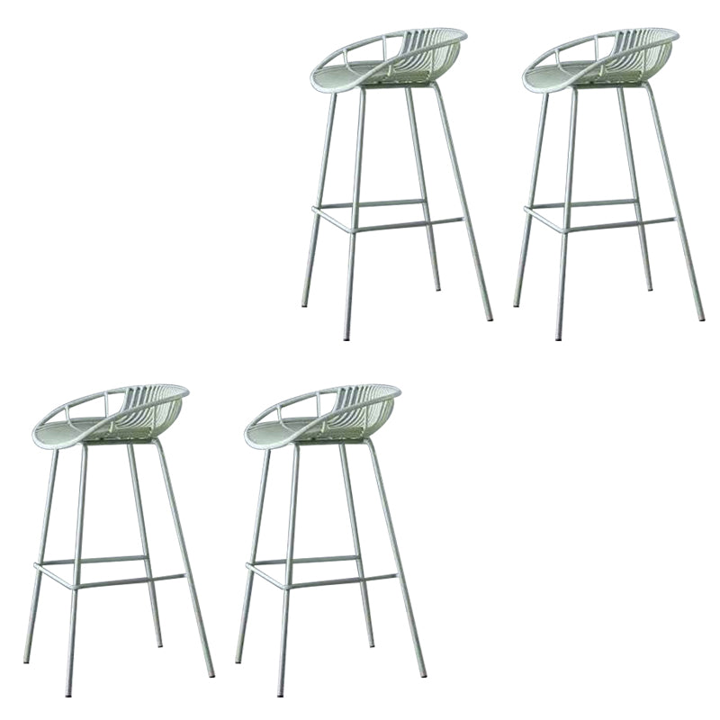 Industrial Metal Dining Stool Backless Bar Stool with Footrest