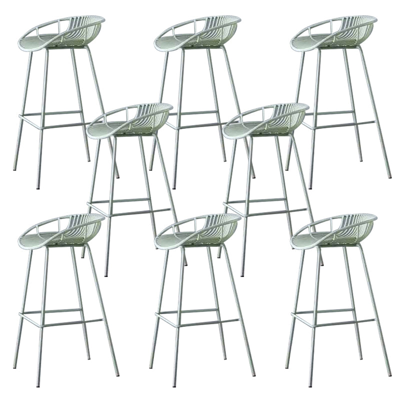Industrial Metal Dining Stool Backless Bar Stool with Footrest