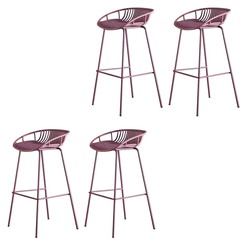 Industrial Metal Dining Stool Backless Bar Stool with Footrest