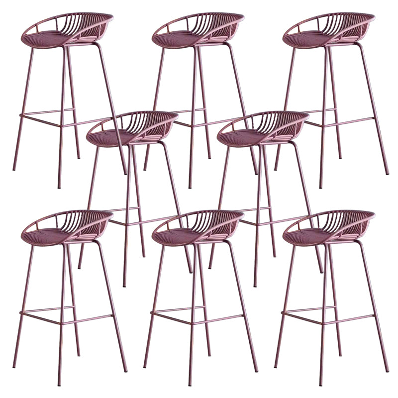 Industrial Metal Dining Stool Backless Bar Stool with Footrest