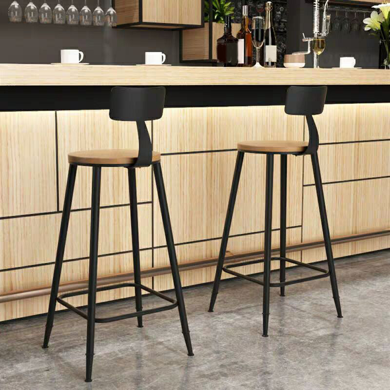 Modern Armless Backrest Counter Stool Iron Bar Stool with Seat and Pedal for Bar