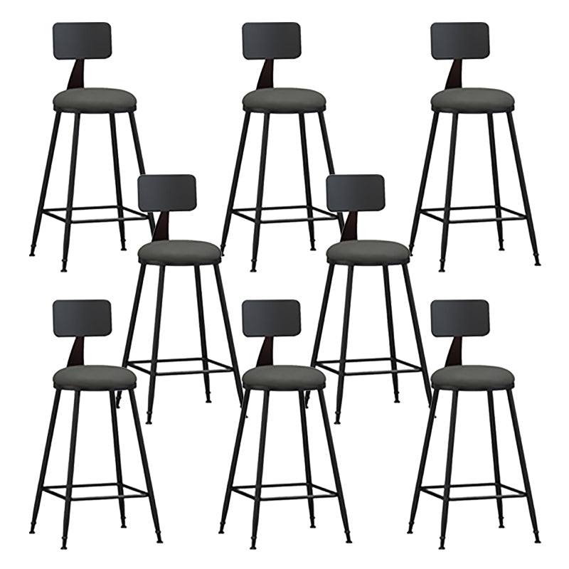 Modern Armless Backrest Counter Stool Iron Bar Stool with Seat and Pedal for Bar