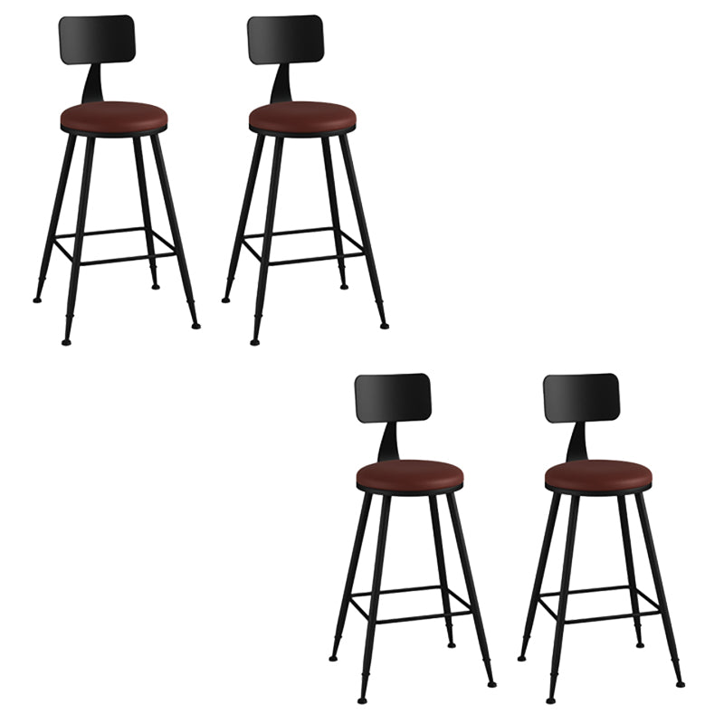 Modern Armless Backrest Counter Stool Iron Bar Stool with Seat and Pedal for Bar