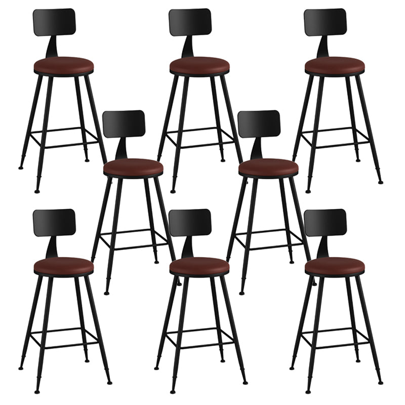 Modern Armless Backrest Counter Stool Iron Bar Stool with Seat and Pedal for Bar
