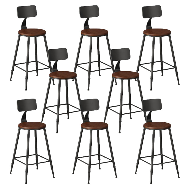 Modern Armless Backrest Counter Stool Iron Bar Stool with Seat and Pedal for Bar