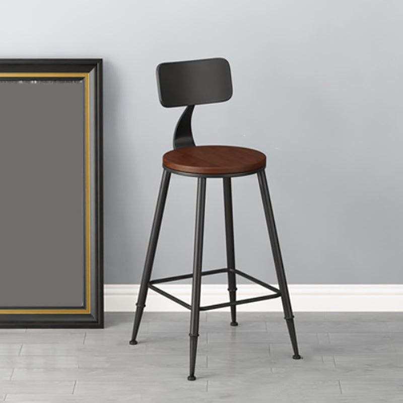 Modern Armless Backrest Counter Stool Iron Bar Stool with Seat and Pedal for Bar