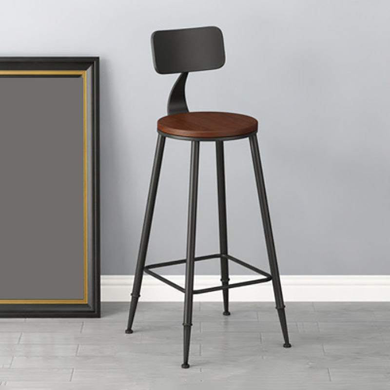 Modern Armless Backrest Counter Stool Iron Bar Stool with Seat and Pedal for Bar