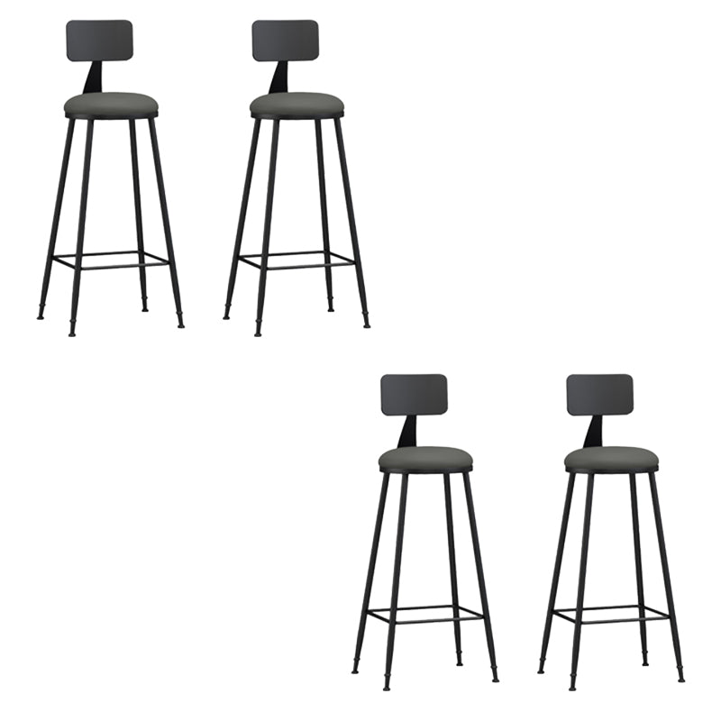 Modern Armless Backrest Counter Stool Iron Bar Stool with Seat and Pedal for Bar