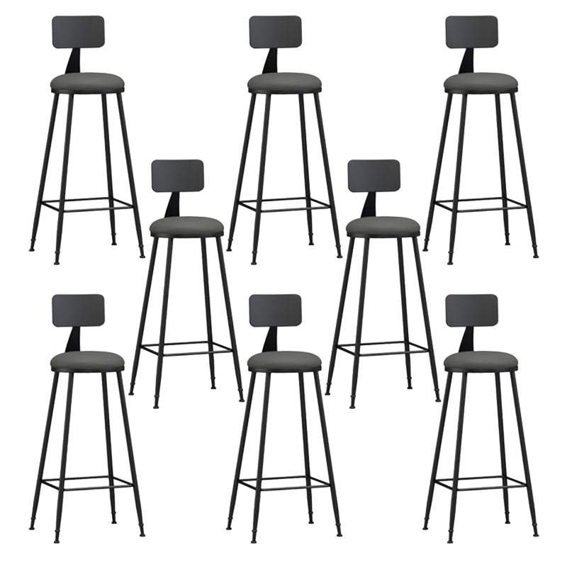 Modern Armless Backrest Counter Stool Iron Bar Stool with Seat and Pedal for Bar