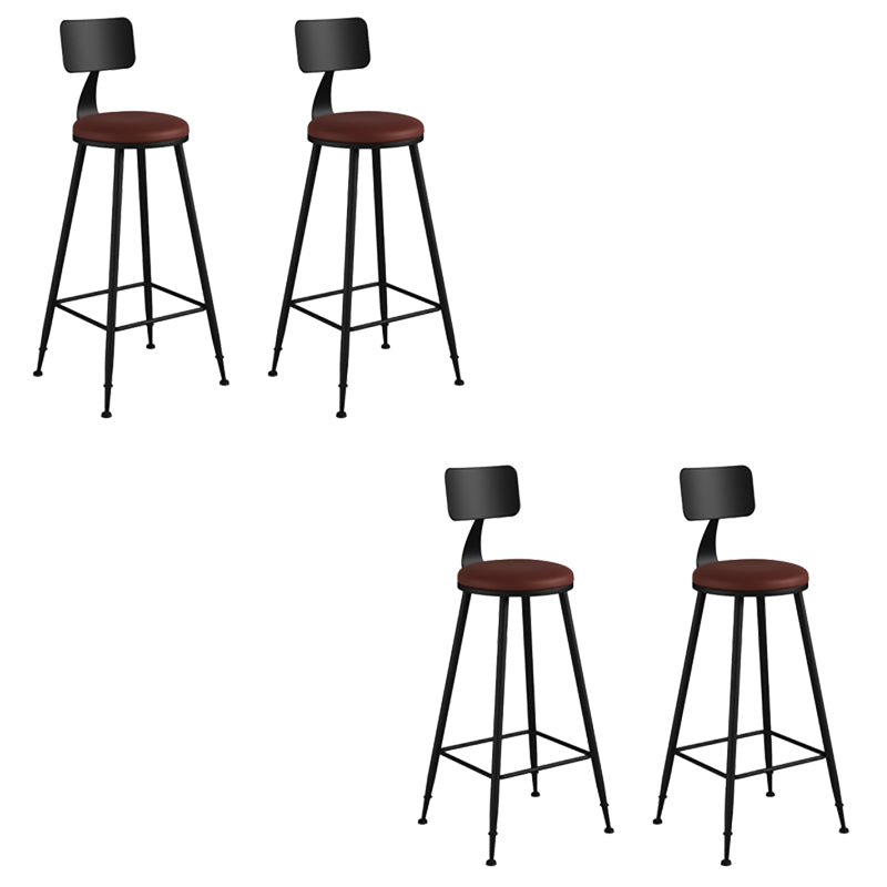 Modern Armless Backrest Counter Stool Iron Bar Stool with Seat and Pedal for Bar
