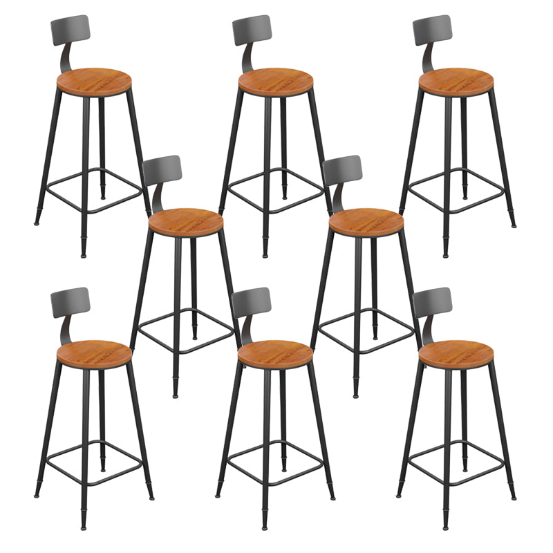 Modern Armless Backrest Counter Stool Iron Bar Stool with Seat and Pedal for Bar