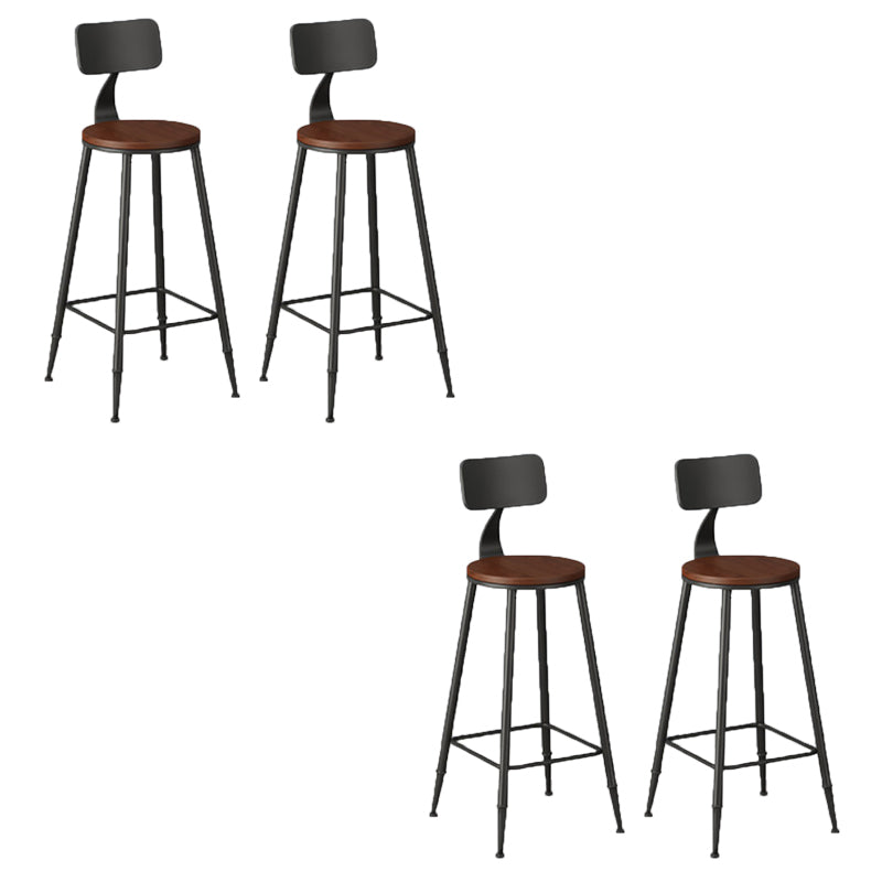 Modern Armless Backrest Counter Stool Iron Bar Stool with Seat and Pedal for Bar