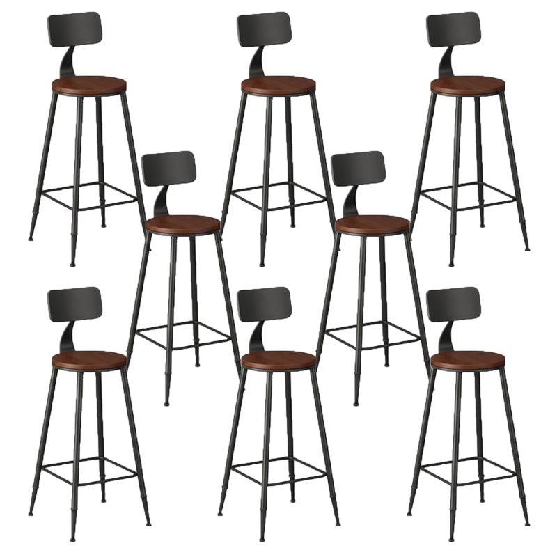 Modern Armless Backrest Counter Stool Iron Bar Stool with Seat and Pedal for Bar