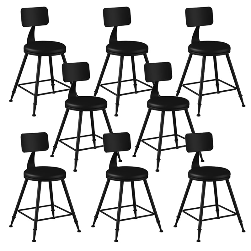 Modern Armless Backrest Counter Stool Iron Bar Stool with Seat and Pedal for Bar