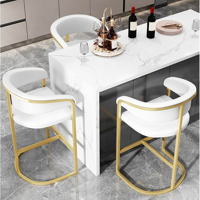 Glam Style Bar Stool Leather Gold Frame Counter Stool for Bristol