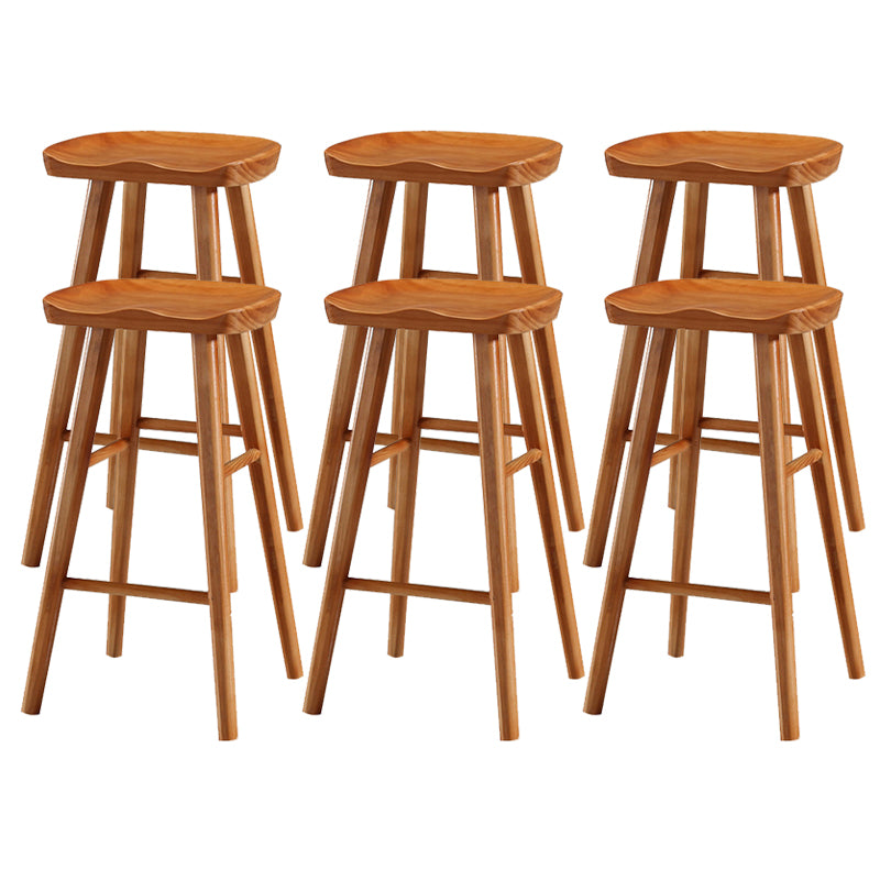 Solid Wood Bar Stool Modern Backless Counter Stool for Dining Room