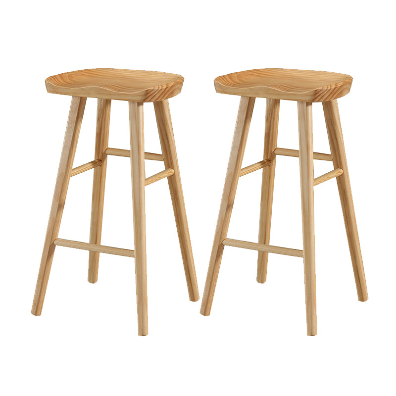 Solid Wood Bar Stool Modern Backless Counter Stool for Dining Room
