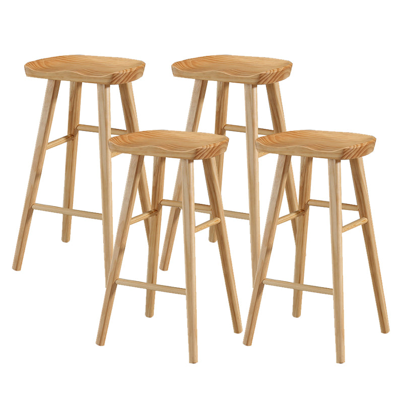Solid Wood Bar Stool Modern Backless Counter Stool for Dining Room