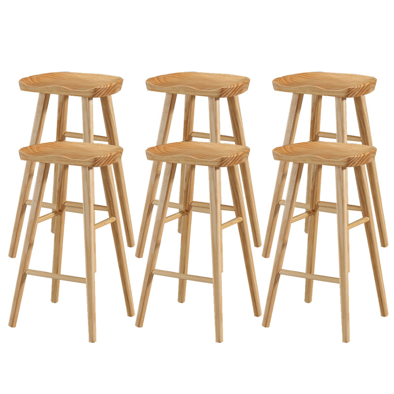 Solid Wood Bar Stool Modern Backless Counter Stool for Dining Room