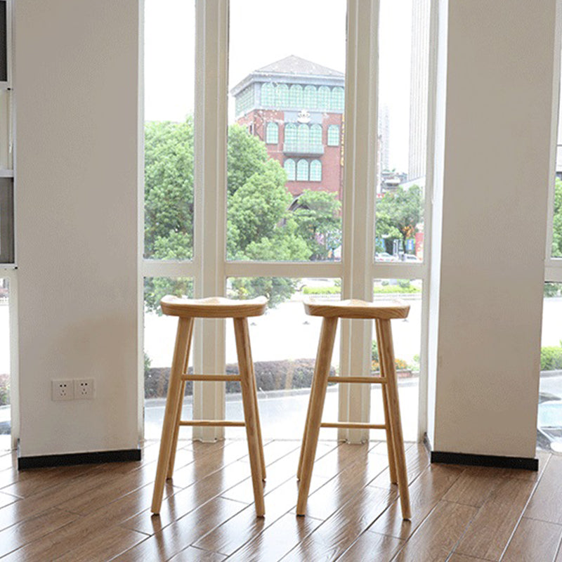 Solid Wood Bar Stool Modern Backless Counter Stool for Dining Room