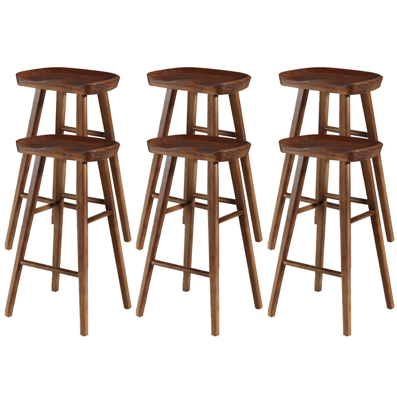 Solid Wood Bar Stool Modern Backless Counter Stool for Dining Room