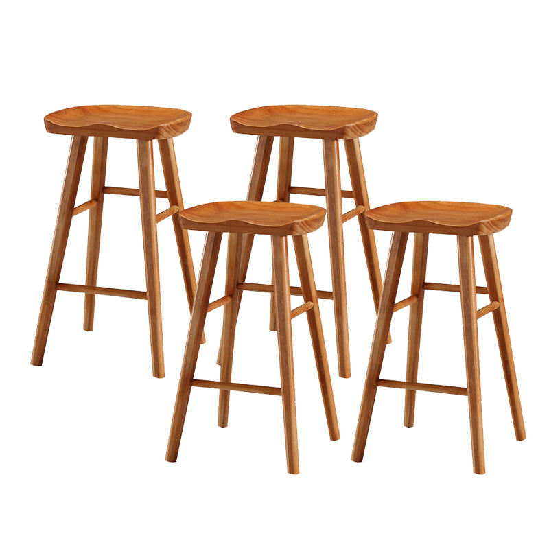 Solid Wood Bar Stool Modern Backless Counter Stool for Dining Room