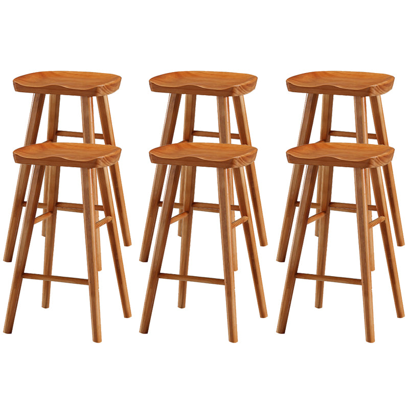 Solid Wood Bar Stool Modern Backless Counter Stool for Dining Room