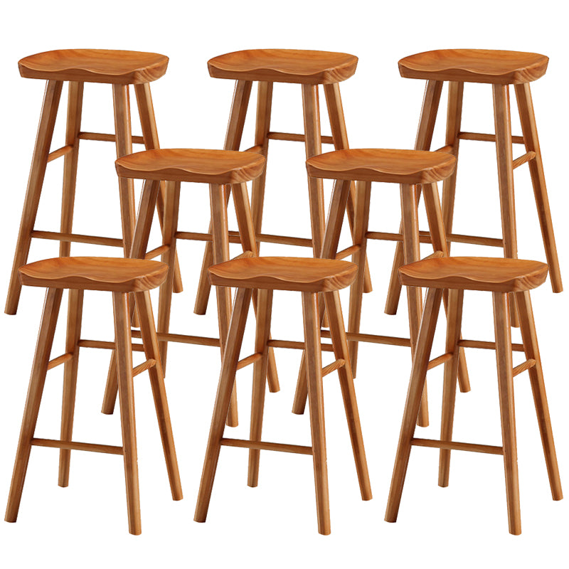 Solid Wood Bar Stool Modern Backless Counter Stool for Dining Room