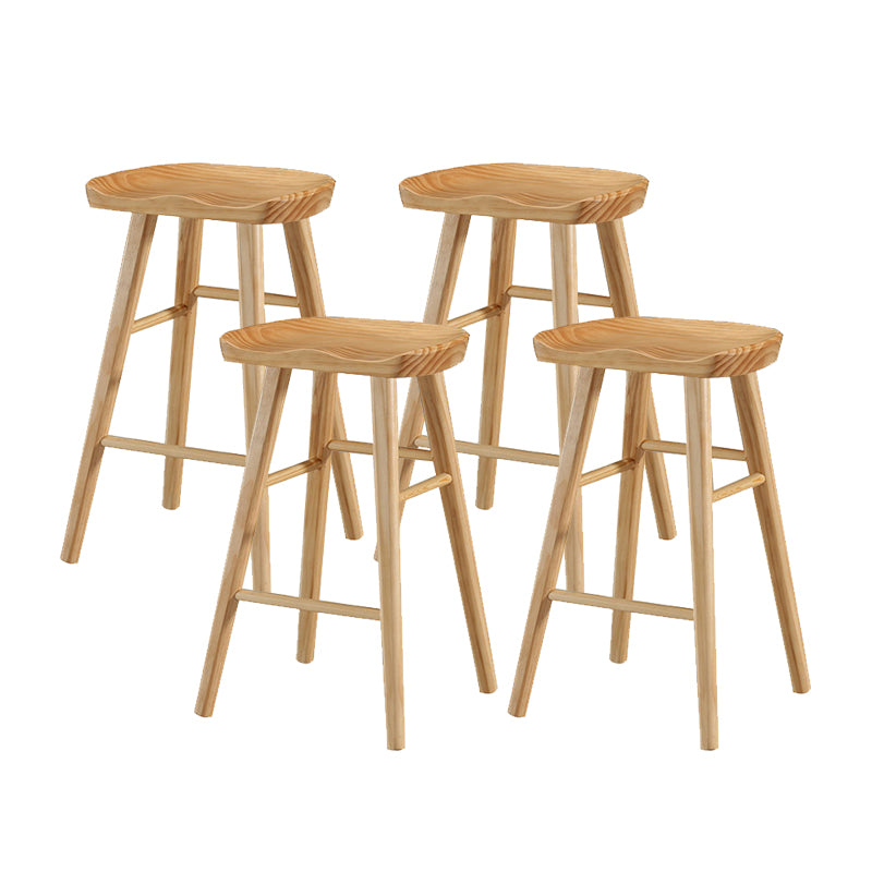 Solid Wood Bar Stool Modern Backless Counter Stool for Dining Room