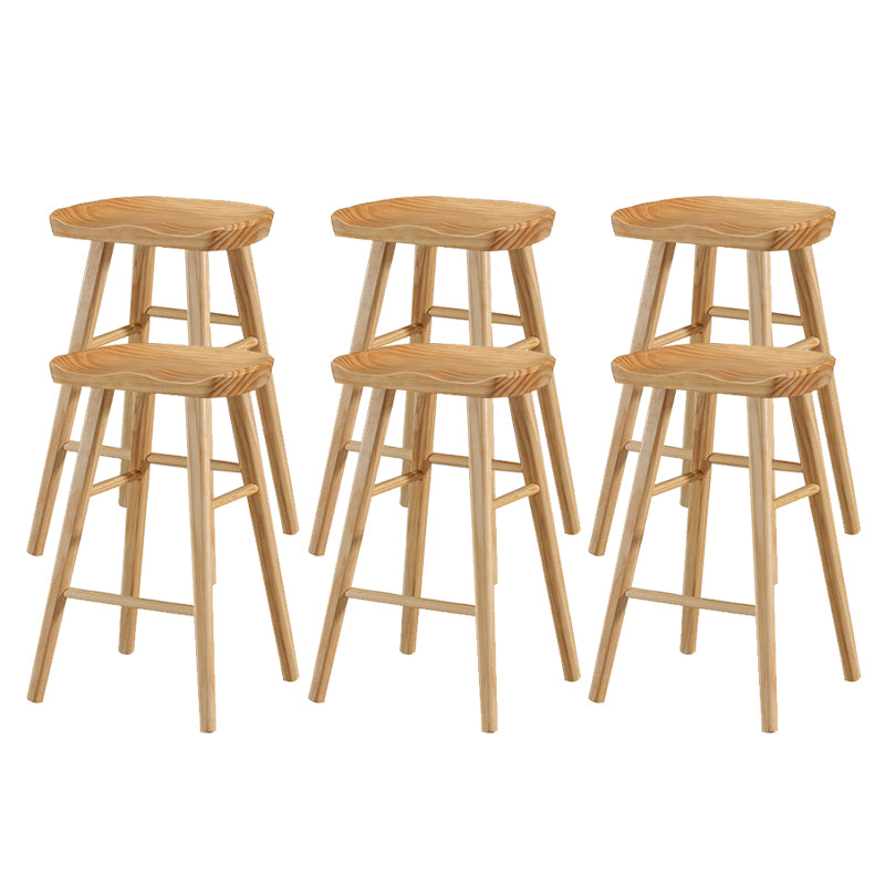 Solid Wood Bar Stool Modern Backless Counter Stool for Dining Room