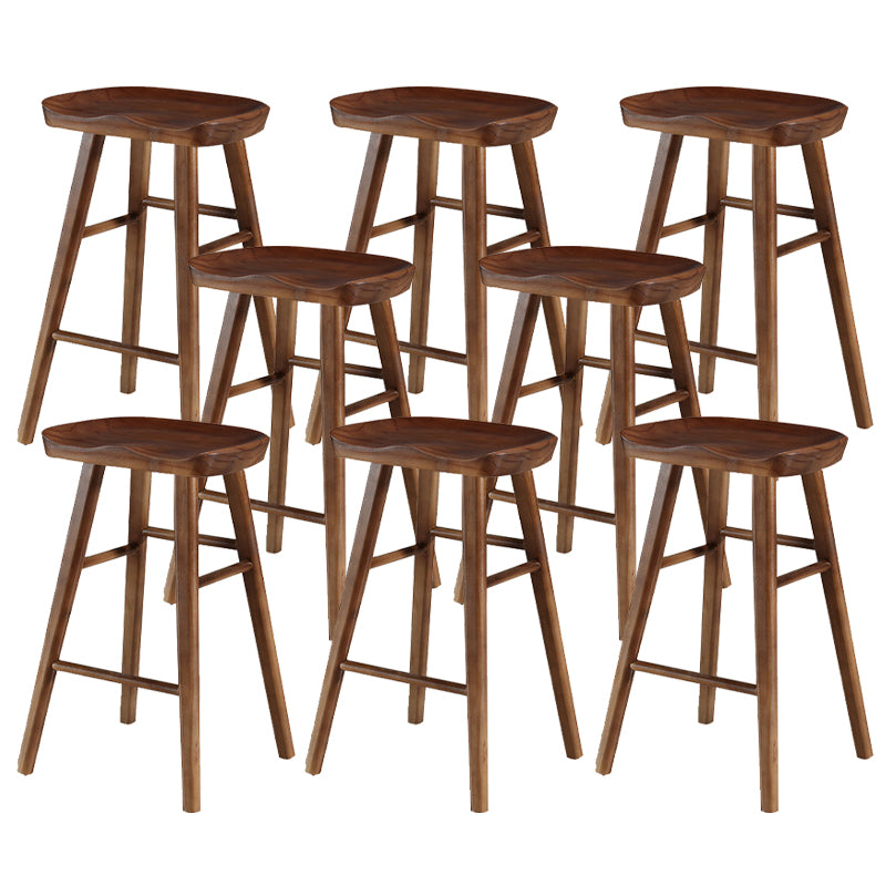 Solid Wood Bar Stool Modern Backless Counter Stool for Dining Room