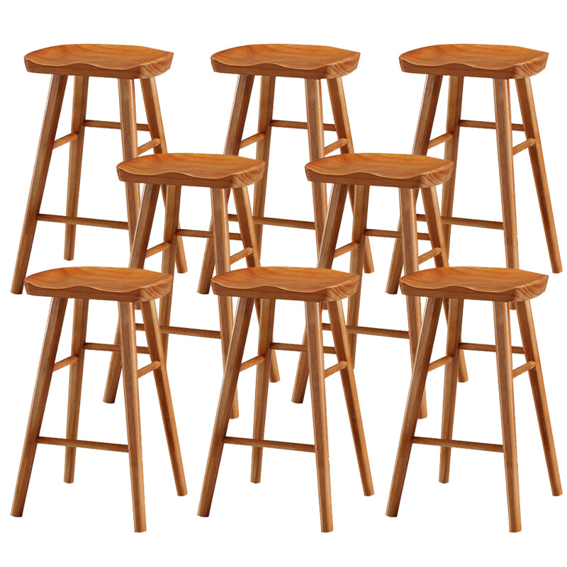 Solid Wood Bar Stool Modern Backless Counter Stool for Dining Room