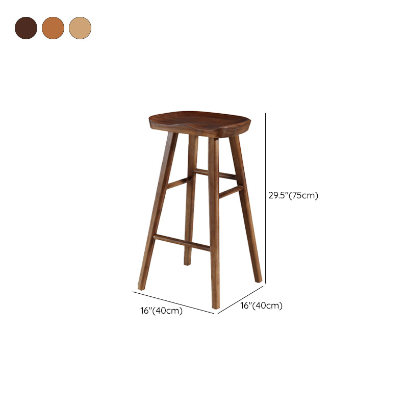 Solid Wood Bar Stool Modern Backless Counter Stool for Dining Room