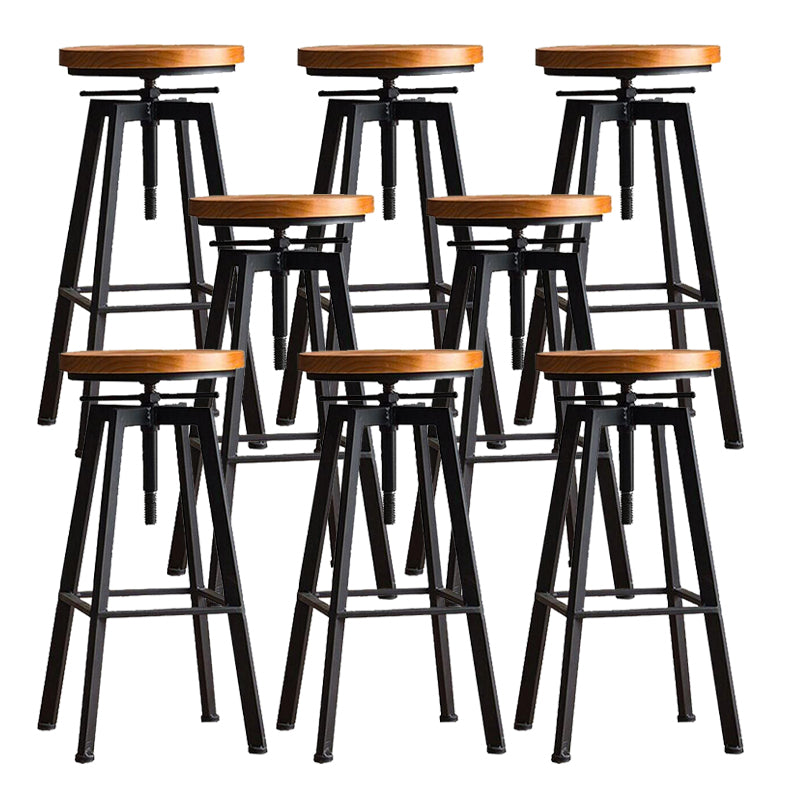 Industrial Dining Stools Adjustable Height Bar Stools with Footrest