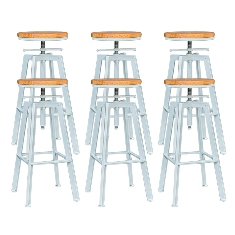 Industrial Dining Stools Adjustable Height Bar Stools with Footrest