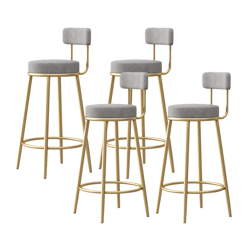 Glam Armless Backrest Counter Stool Iron Bar Stool with Pedal and Cushion for Bar