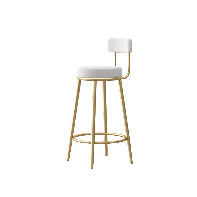 Glam Armless Backrest Counter Stool Iron Bar Stool with Pedal and Cushion for Bar