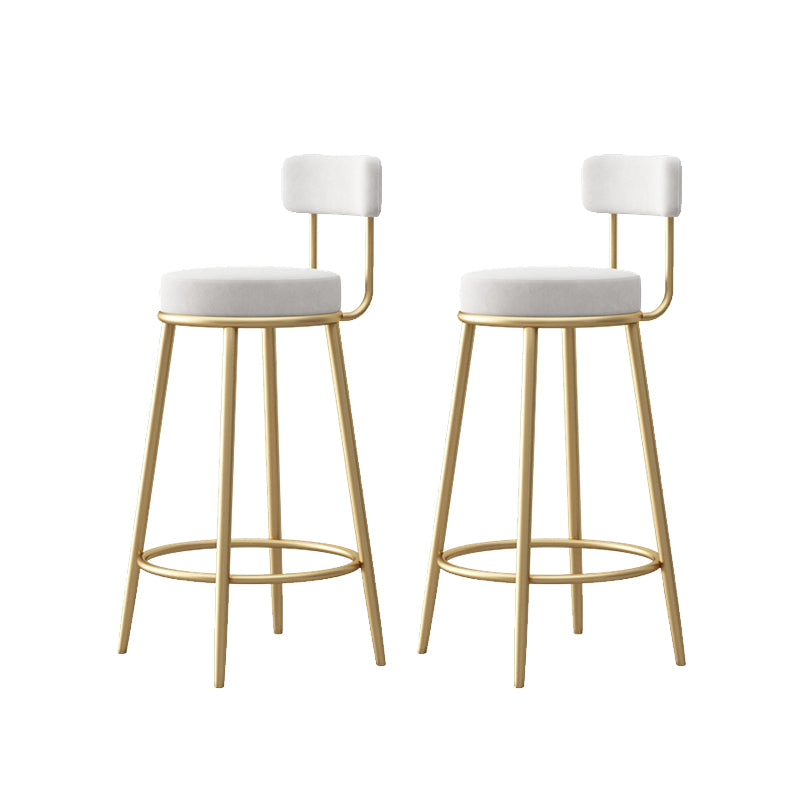 Glam Armless Backrest Counter Stool Iron Bar Stool with Pedal and Cushion for Bar