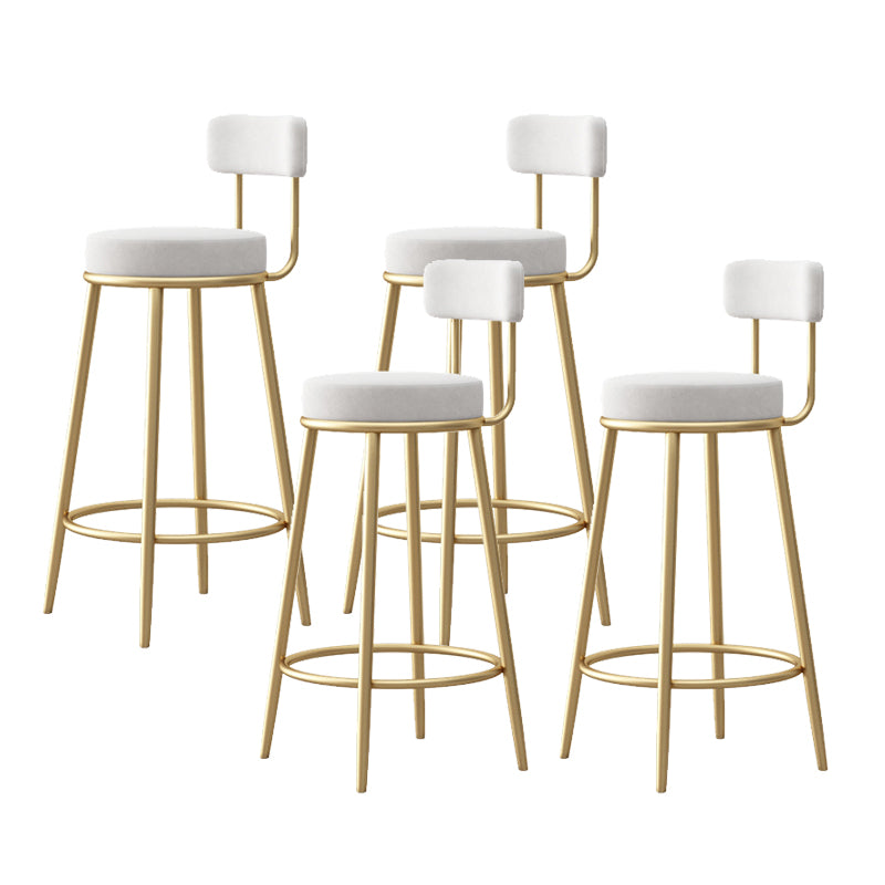 Glam Armless Backrest Counter Stool Iron Bar Stool with Pedal and Cushion for Bar