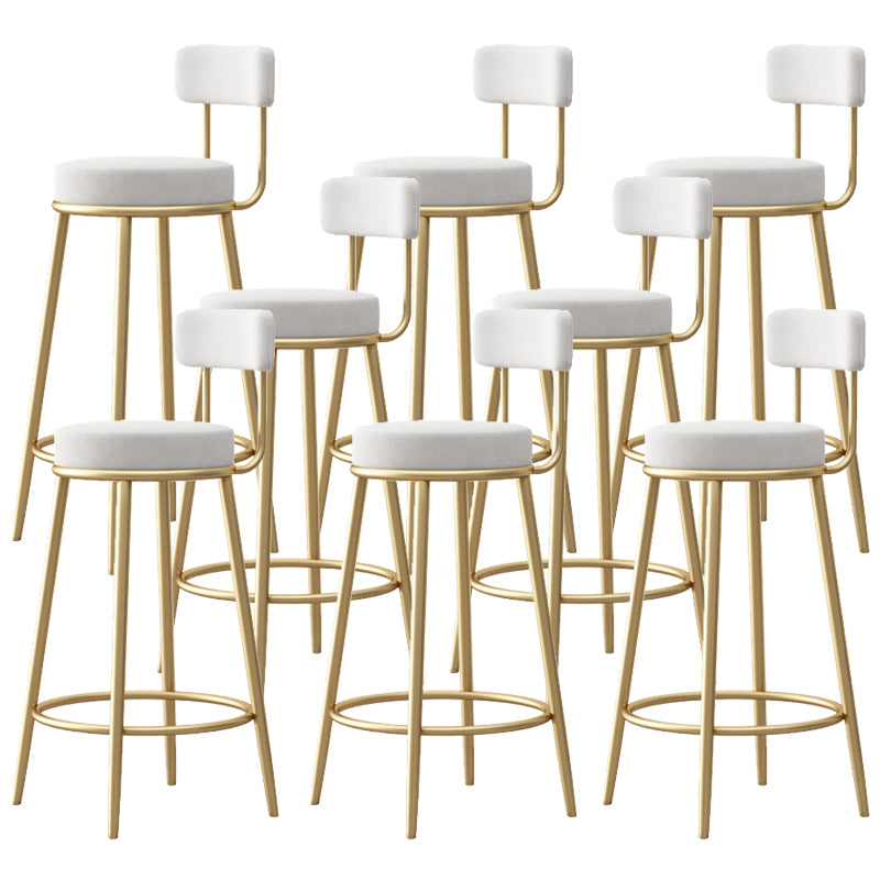 Glam Armless Backrest Counter Stool Iron Bar Stool with Pedal and Cushion for Bar