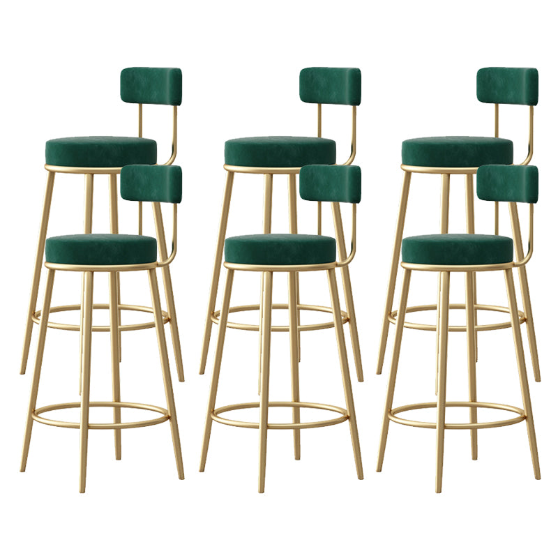 Glam Armless Backrest Counter Stool Iron Bar Stool with Pedal and Cushion for Bar