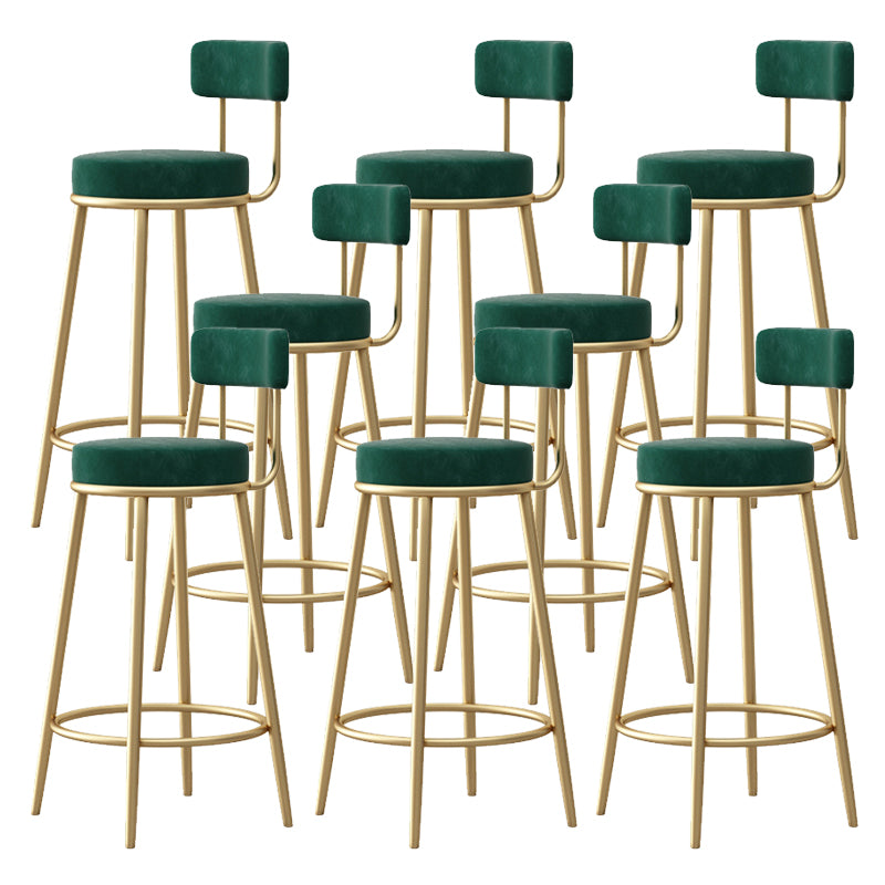 Glam Armless Backrest Counter Stool Iron Bar Stool with Pedal and Cushion for Bar