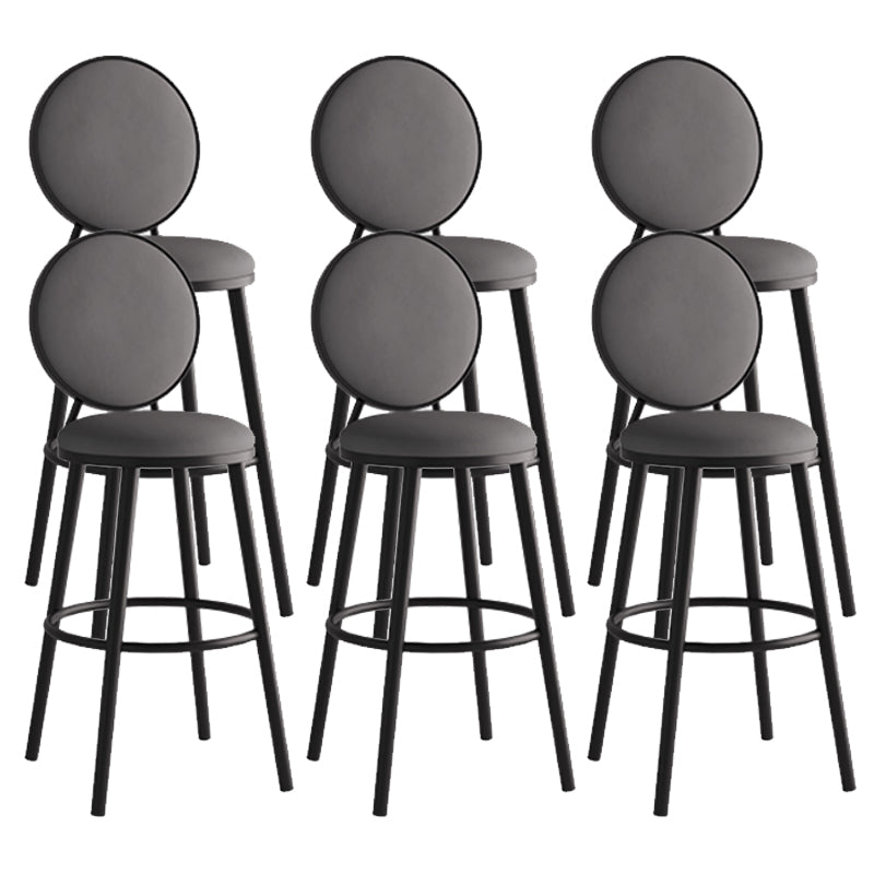 Modern Armless Backrest Counter Stool Iron Bar Stool with Pedal for Cafe