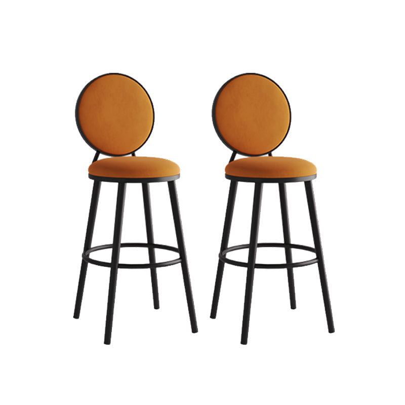 Modern Armless Backrest Counter Stool Iron Bar Stool with Pedal for Cafe