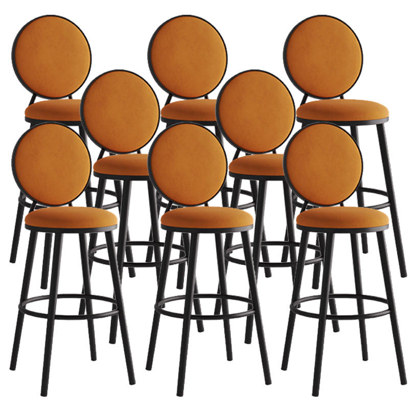 Modern Armless Backrest Counter Stool Iron Bar Stool with Pedal for Cafe